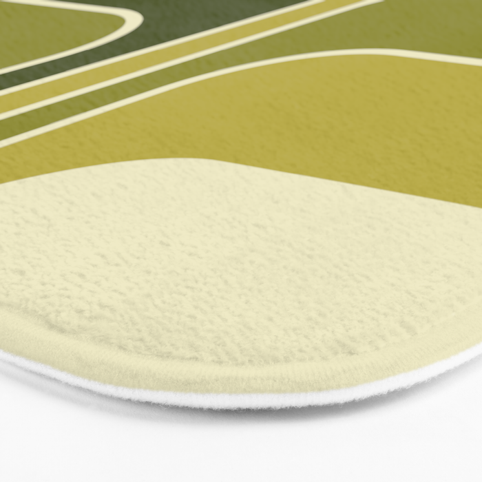 Mid Century Modern Decoration 663 Olive Green and Beige Bath Mat Gallery Image 3