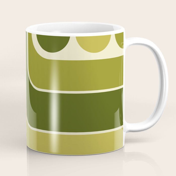 Mid Century Modern Decoration 663 Olive Green and Beige Coffee Mug Gallery Image 1