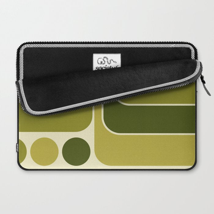 Mid Century Modern Decoration 663 Olive Green and Beige Laptop Sleeve Gallery Image 2