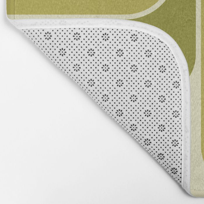 Mid Century Modern Decoration 663 Olive Green and Beige Bath Mat Gallery Image 2