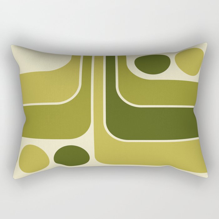 Mid Century Modern Decoration 663 Olive Green and Beige Rectangular Pillow Gallery Image 2