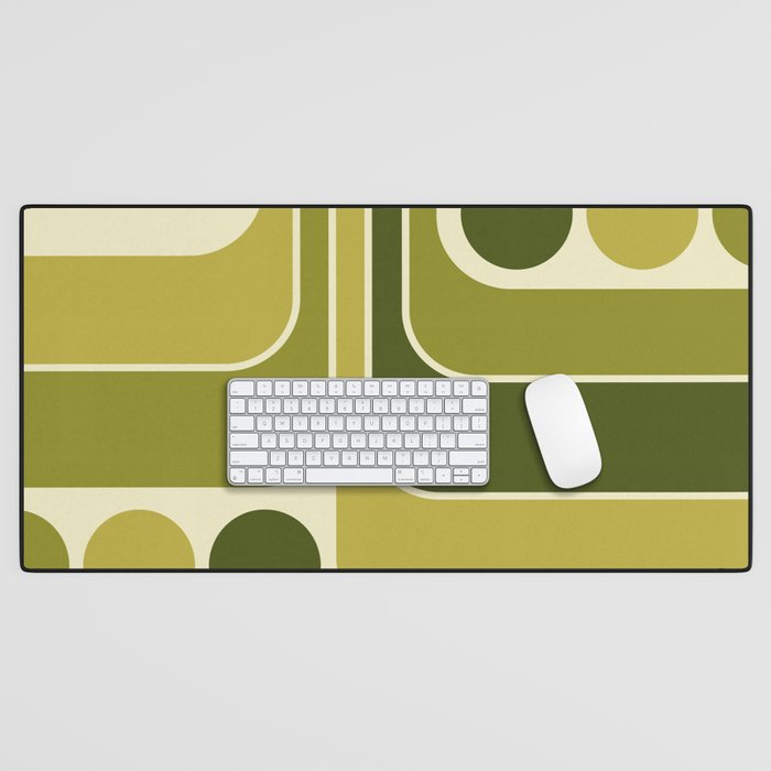 Mid Century Modern Decoration 663 Olive Green and Beige Desk Mat Gallery Image 1
