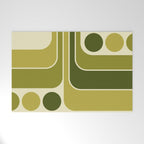 Mid Century Modern Decoration 663 Olive Green and Beige Welcome Mat Gallery Image 1