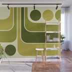 Mid Century Modern Decoration 663 Olive Green and Beige Wall Mural Gallery Image 1