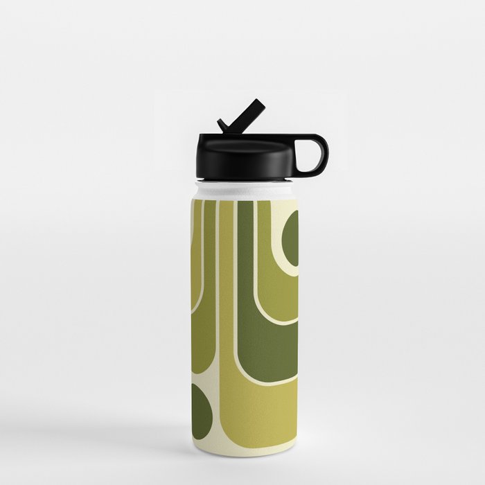Mid Century Modern Decoration 663 Olive Green and Beige Water Bottle Gallery Image 1