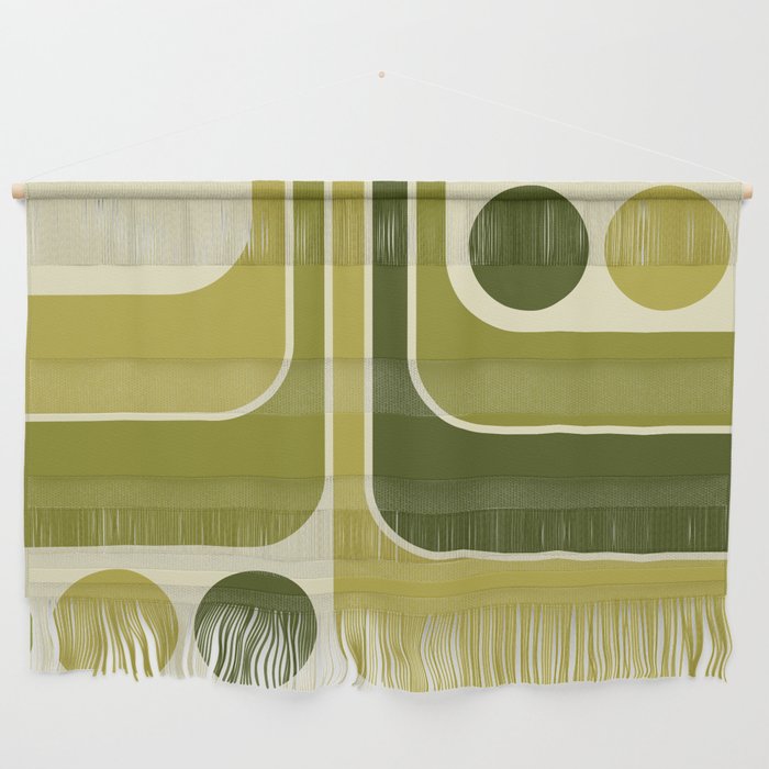 Mid Century Modern Decoration 663 Olive Green and Beige Wall Hanging Gallery Image 1