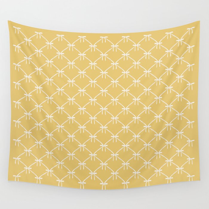 Bows & Ribbons Pattern XXI Butter Yellow Wall Tapestry Gallery Image 1