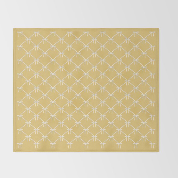 Bows & Ribbons Pattern XXI Butter Yellow Throw Blanket Gallery Image 2
