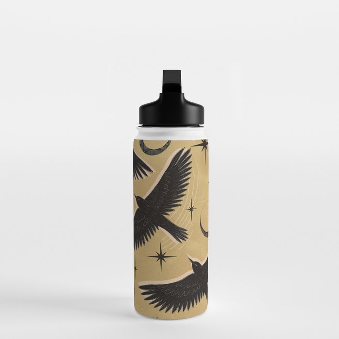Raven with Shadow Yellow  Water Bottle Gallery Image 3