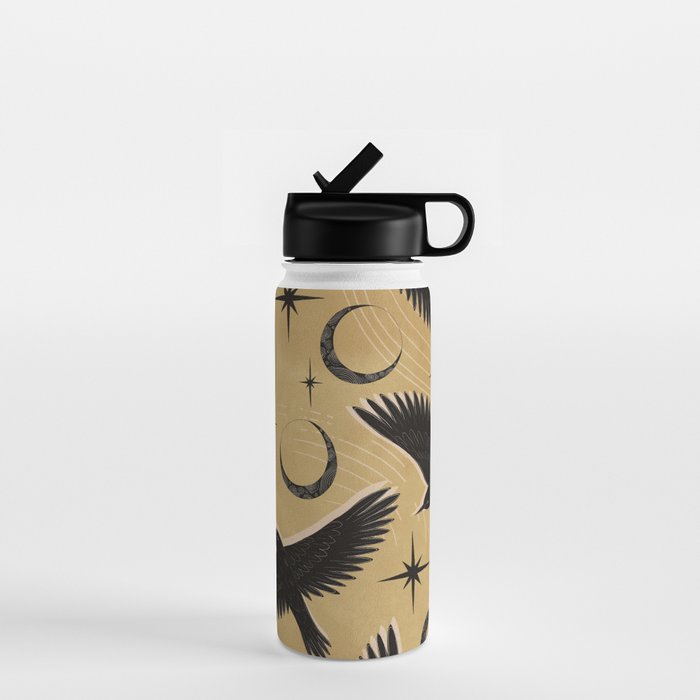 Raven with Shadow Yellow  Water Bottle Gallery Image 1