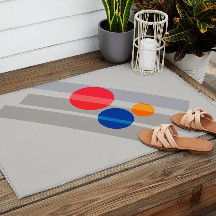 Abstract Suprematism Equilibrium Art Red Blue Yellow Outdoor Rug Gallery Image 2