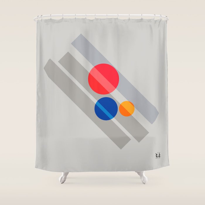Abstract Suprematism Equilibrium Art Red Blue Yellow Shower Curtain Gallery Image 1