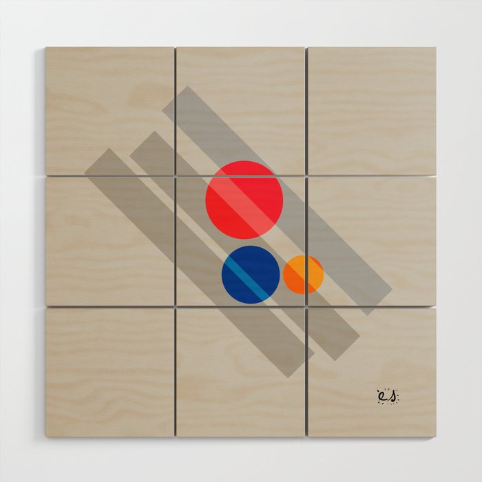 Abstract Suprematism Equilibrium Art Red Blue Yellow Wood Wall Art Gallery Image 1