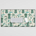 Tropical Tiki - Cream & Aqua Desk Mat Gallery Image 1