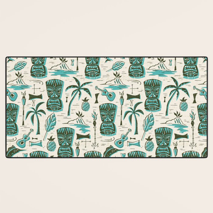 Tropical Tiki - Cream & Aqua Desk Mat Gallery Image 3