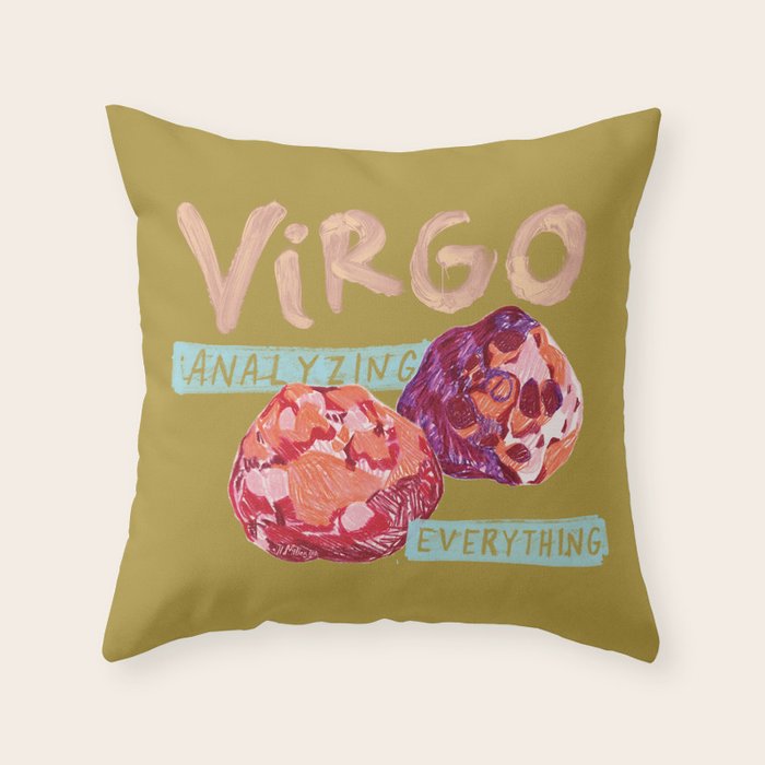 Virgo Perfection in Mustard Yellow | Zodiac Series Throw Pillow Gallery Image 1