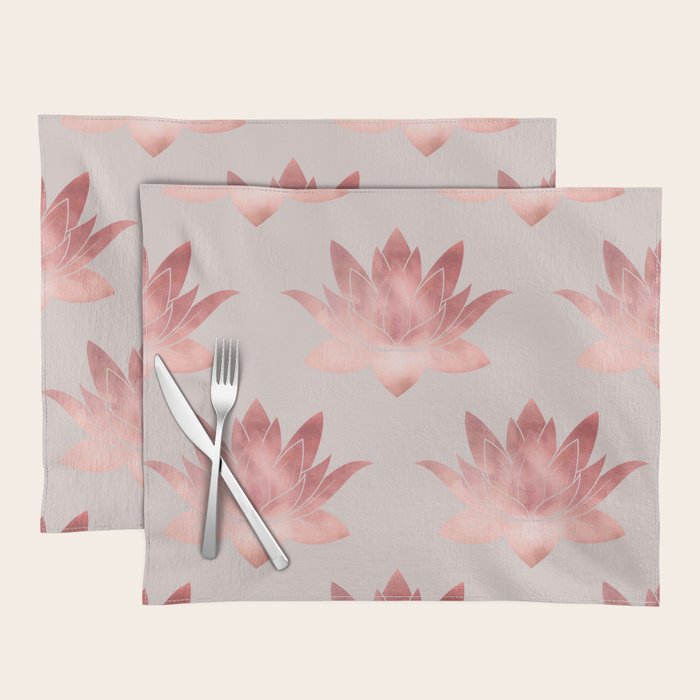 Pink Lotus Flower | Watercolor Texture Placemat Gallery Image 1