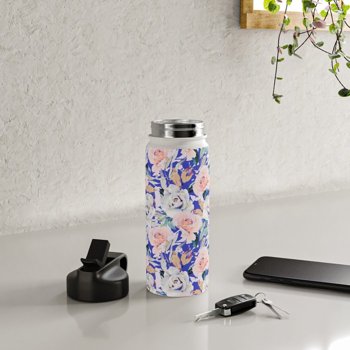 Modern Vibrant Flowery Garden B Water Bottle Gallery Image 4