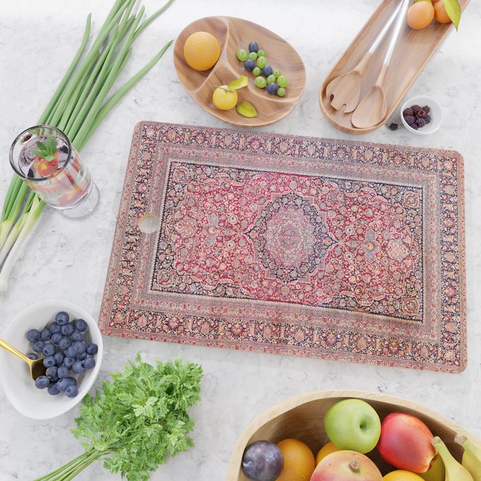 Tabriz West Central Persian Rug Print Cutting Board Gallery Image 2