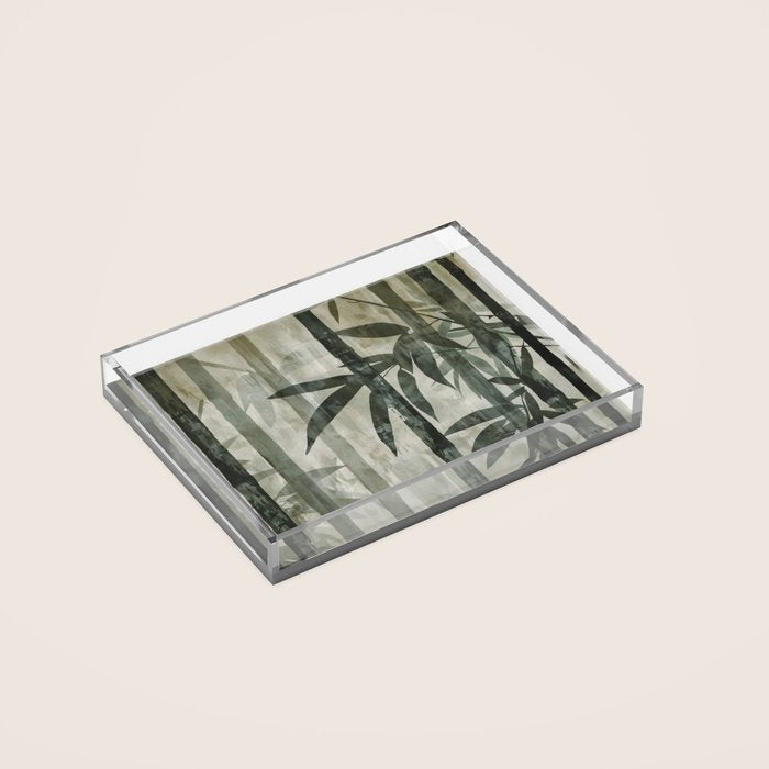Stylized Bamboo Garden Watercolor Acrylic Tray Gallery Image 2