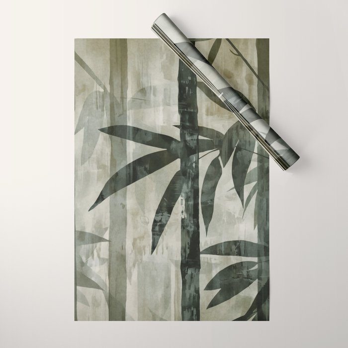 Stylized Bamboo Garden Watercolor Wrapping Paper Gallery Image 1