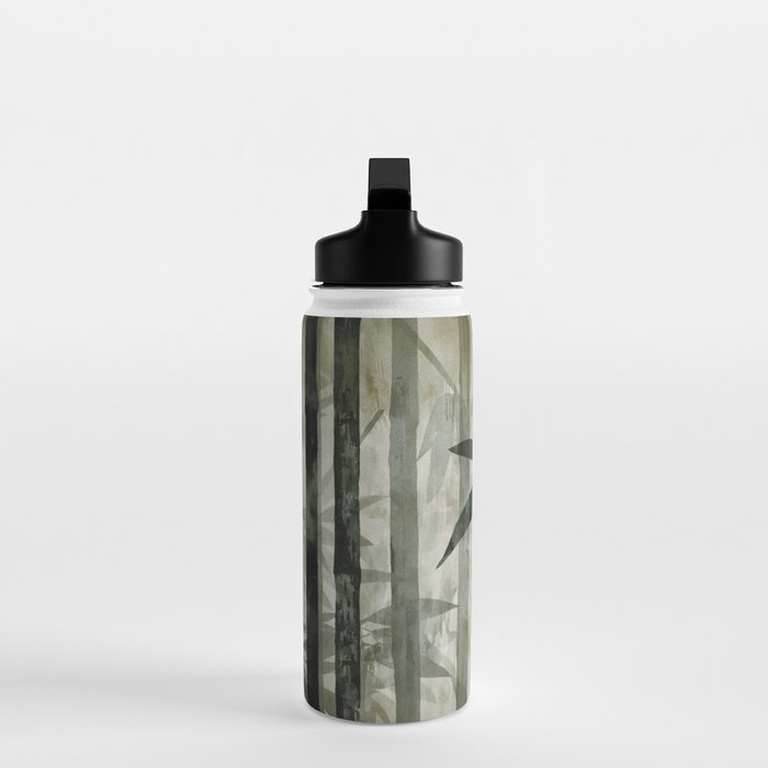 Stylized Bamboo Garden Watercolor Water Bottle Gallery Image 3