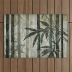 Stylized Bamboo Garden Watercolor Outdoor Rug Gallery Image 1