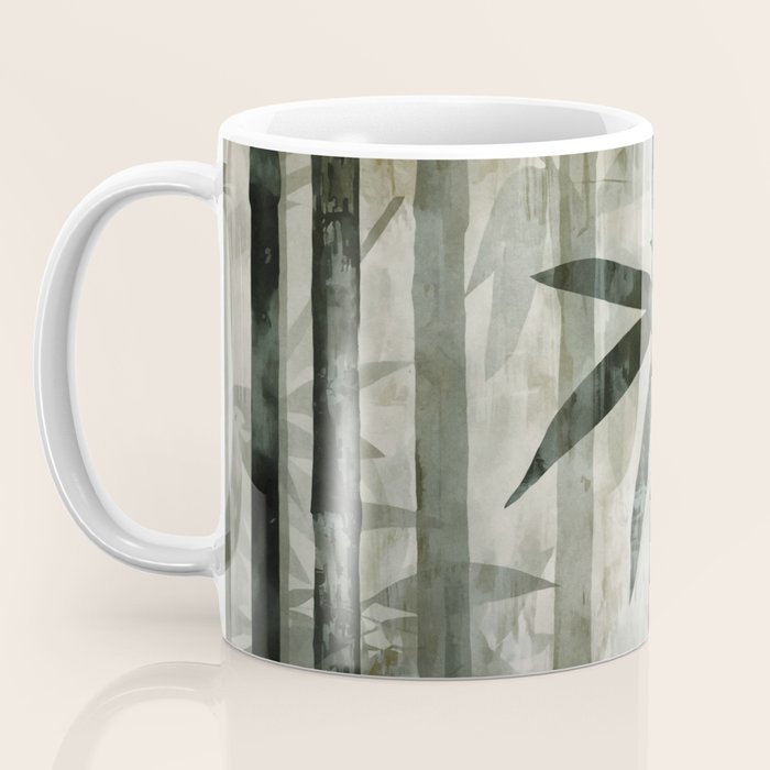 Stylized Bamboo Garden Watercolor Coffee Mug Gallery Image 3