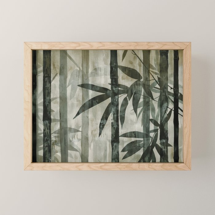 Stylized Bamboo Garden Watercolor Mini Art Print Gallery Image 1