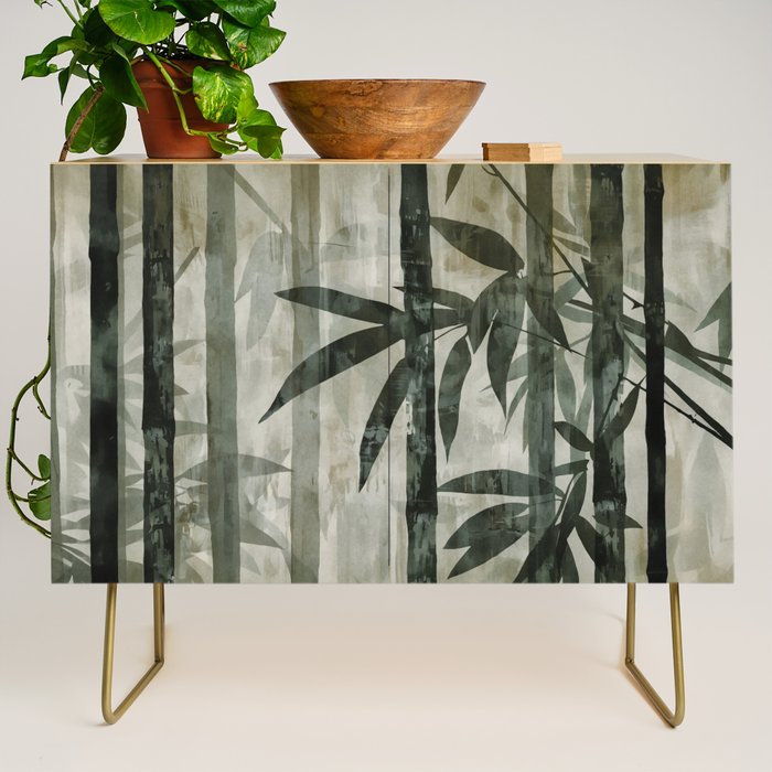 Stylized Bamboo Garden Watercolor Credenza Gallery Image 1