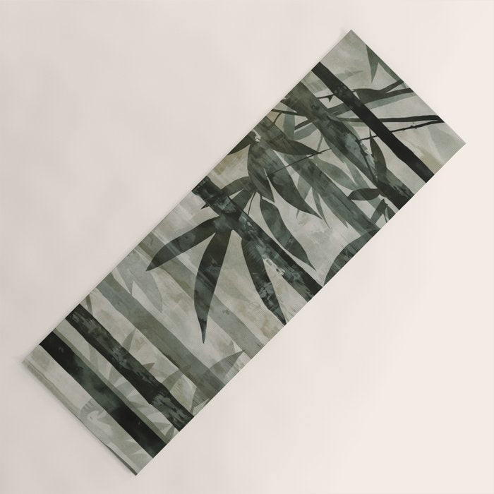 Stylized Bamboo Garden Watercolor Yoga Mat Gallery Image 1