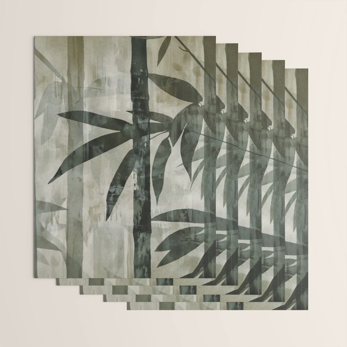 Stylized Bamboo Garden Watercolor Wrapping Paper Gallery Image 3