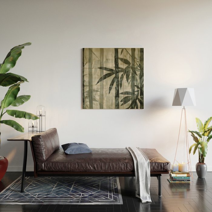 Stylized Bamboo Garden Watercolor Wood Wall Art Gallery Image 2