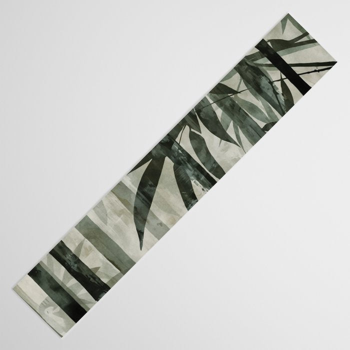 Stylized Bamboo Garden Watercolor Table Runner Gallery Image 3