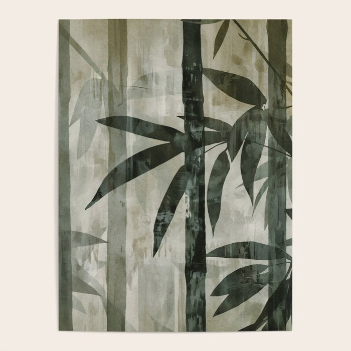 Stylized Bamboo Garden Watercolor Poster Gallery Image 1