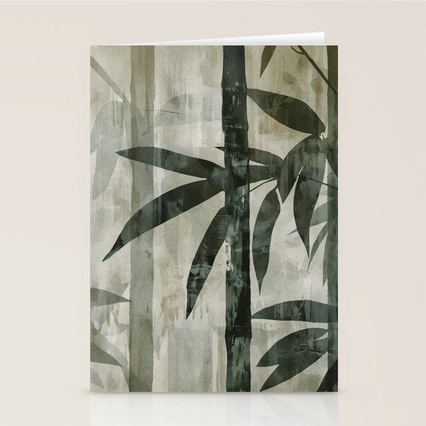 Stylized Bamboo Garden Watercolor Stationery Card Gallery Image 2