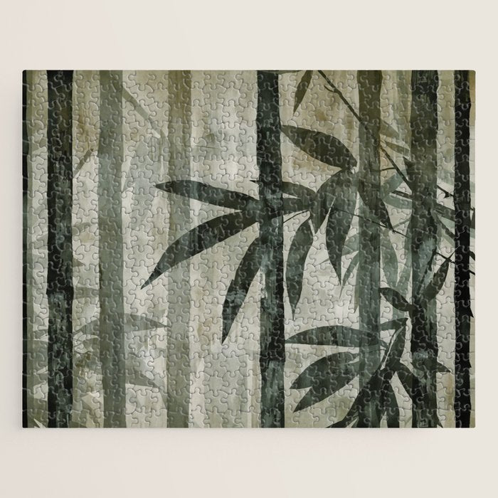 Stylized Bamboo Garden Watercolor Jigsaw Puzzle Gallery Image 1