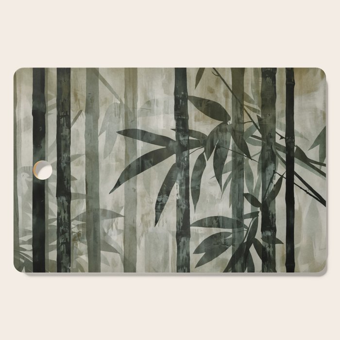 Stylized Bamboo Garden Watercolor Cutting Board Gallery Image 1