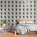 Black and White Minimalist Shapes Mid century Ink painting Wallpaper Gallery Image 3