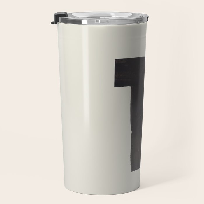Black and White Minimalist Shapes Mid century Ink painting Travel Mug Gallery Image 3