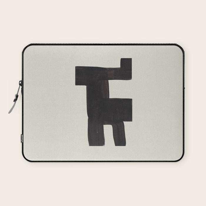 Black and White Minimalist Shapes Mid century Ink painting Laptop Sleeve Gallery Image 1