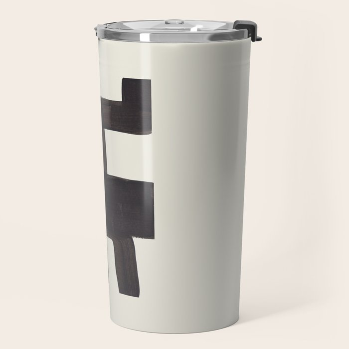 Black and White Minimalist Shapes Mid century Ink painting Travel Mug Gallery Image 2