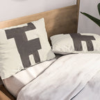 Black and White Minimalist Shapes Mid century Ink painting Pillow Sham Gallery Image 2