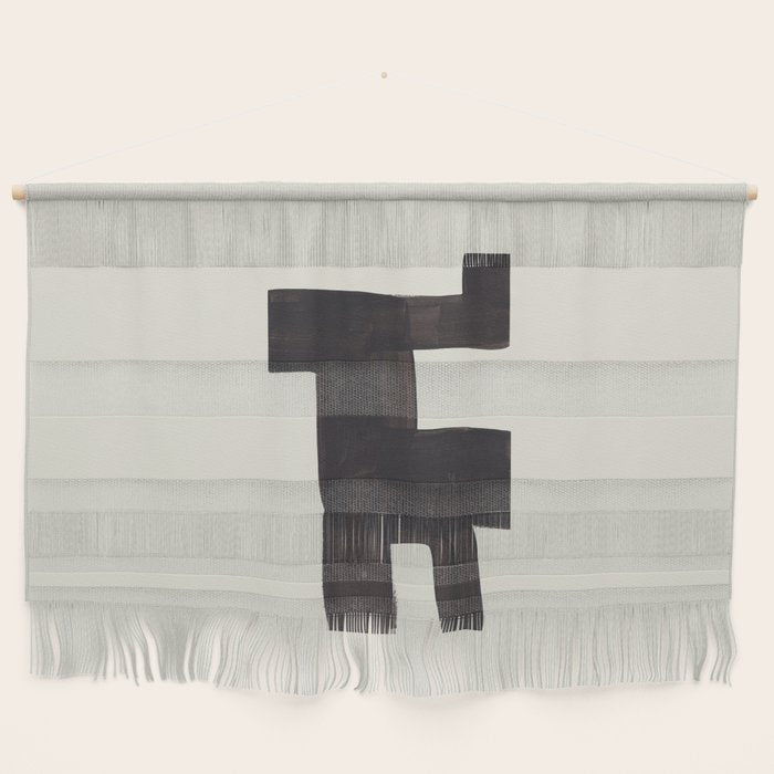 Black and White Minimalist Shapes Mid century Ink painting Wall Hanging Gallery Image 1