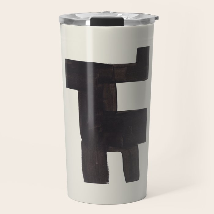 Black and White Minimalist Shapes Mid century Ink painting Travel Mug Gallery Image 1