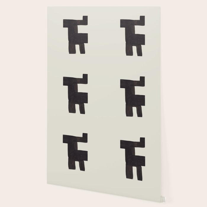 Black and White Minimalist Shapes Mid century Ink painting Wallpaper Gallery Image 2