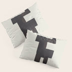 Black and White Minimalist Shapes Mid century Ink painting Pillow Sham Gallery Image 3