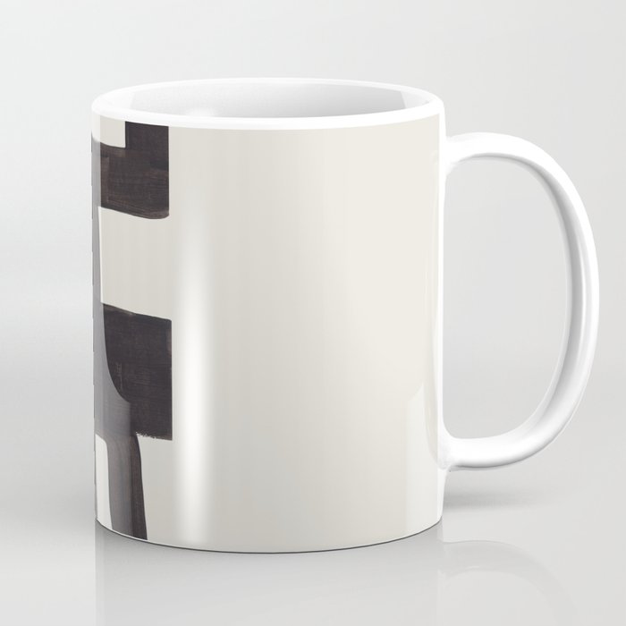 Black and White Minimalist Shapes Mid century Ink painting Coffee Mug Gallery Image 1