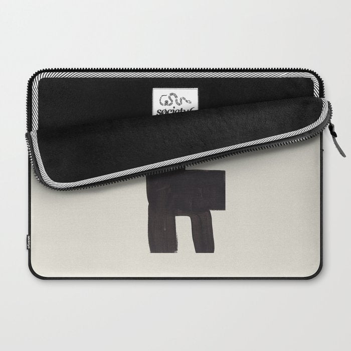 Black and White Minimalist Shapes Mid century Ink painting Laptop Sleeve Gallery Image 2