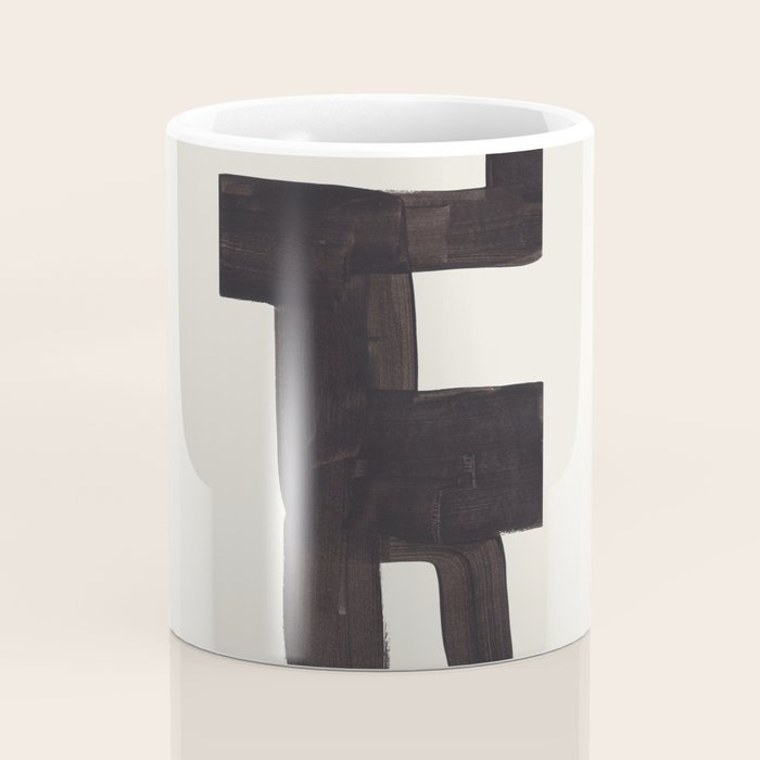 Black and White Minimalist Shapes Mid century Ink painting Coffee Mug Gallery Image 4